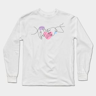 Heart Shaped Hand Draw One Continuous Line Long Sleeve T-Shirt